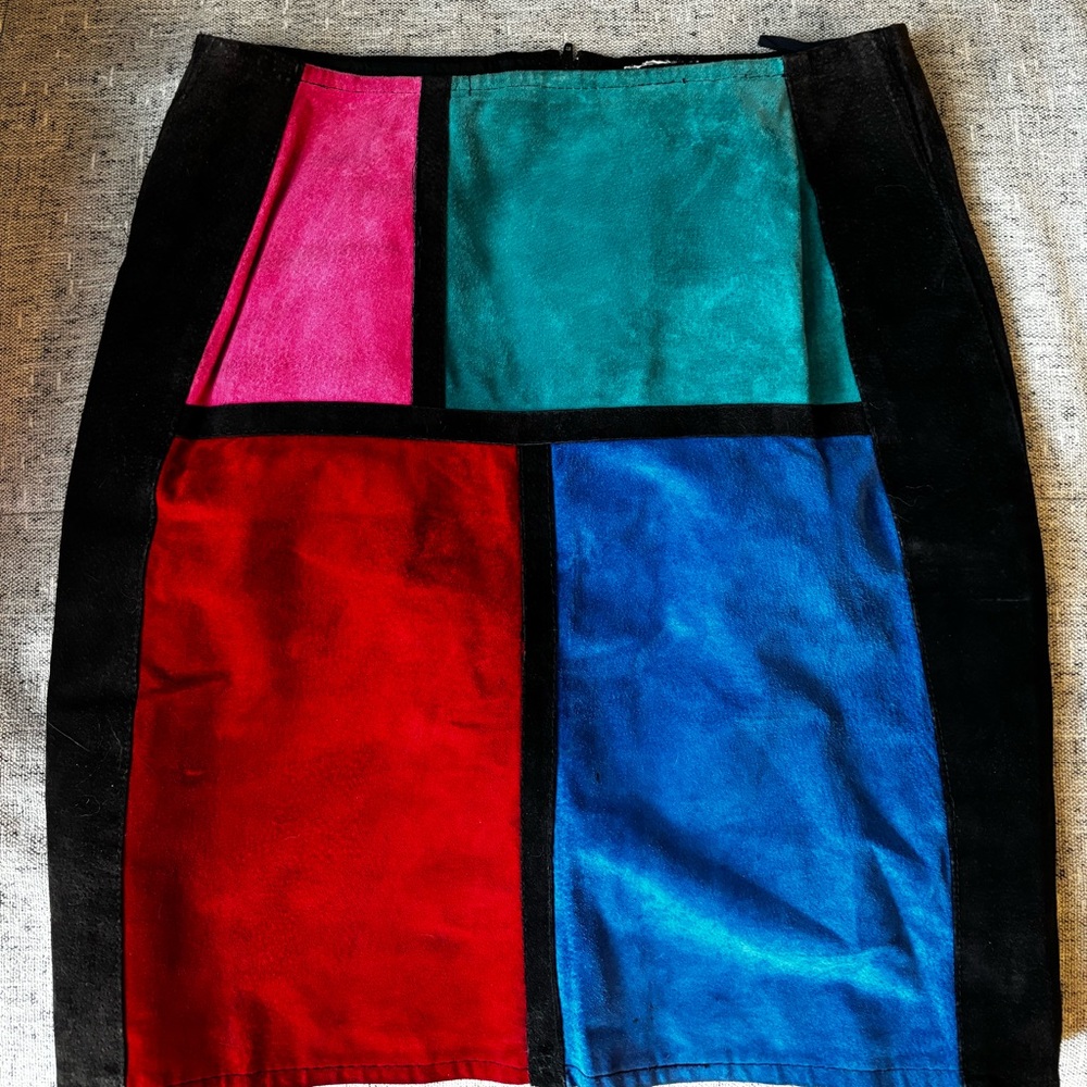 vintage patchwork suede skirt